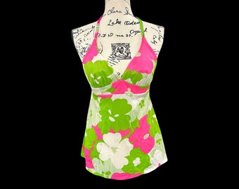 Vintage Mod 60&#39;s/70&#39;s Psychedelic Halter Top Swim Suit Top