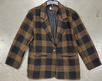 Vintage 80's Fall Plaid Wool Woman's Over Sized Blazer