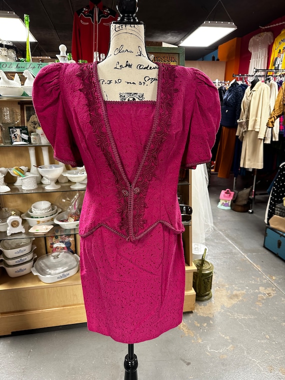 Amazing 80's/90's Fuchsia Dress Suit Set - image 2