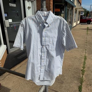 Vintage 80&#39;s Cotton Striped Button Up Short Sleeve Shirt For men