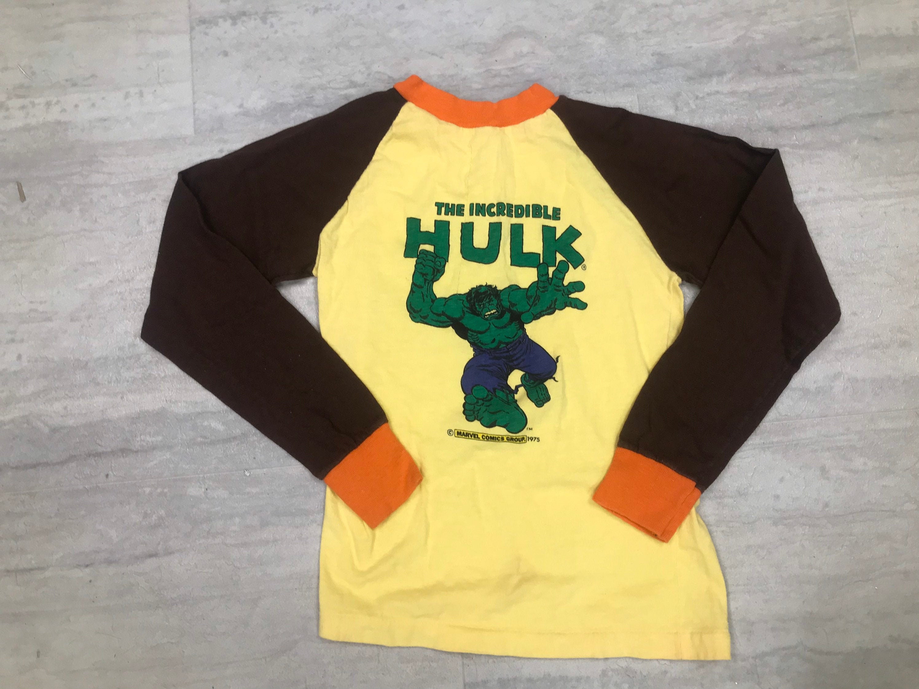 Kleding Jongenskleding Tops & T-shirts T-shirts T-shirts met print Vintage 1975 Hulk Marvel Comic Lange Mouw T-Shirt XS of Jeugd Med TE KOOP 