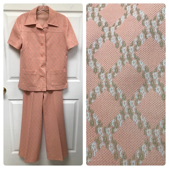 Vintage 70's Bell Bottom Pink Pants Suit - image 1