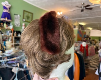 Fantastic Vintage Fame Fur 50's Brown Head Band Fascinator Hat