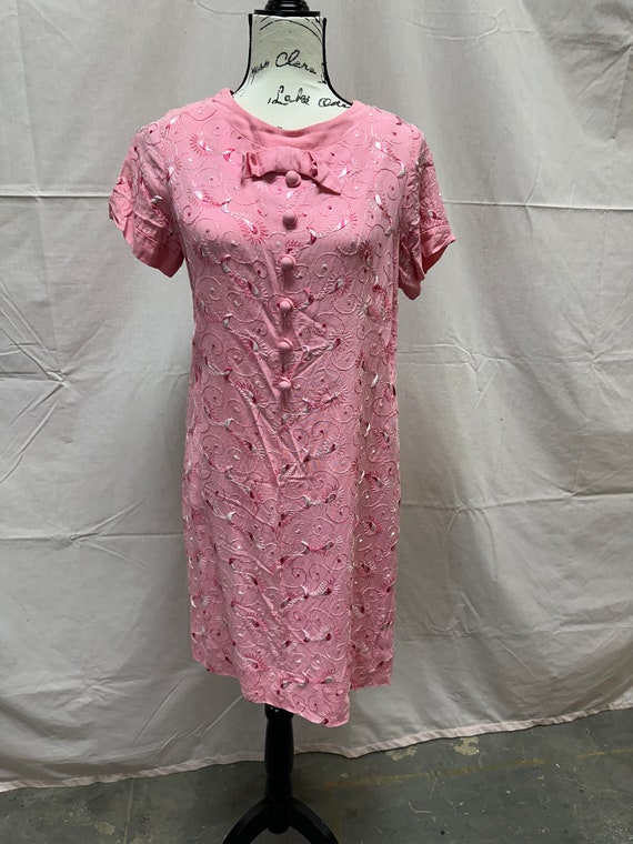 Vintage 60's Pink Plus Sized Sheath Dress - image 3