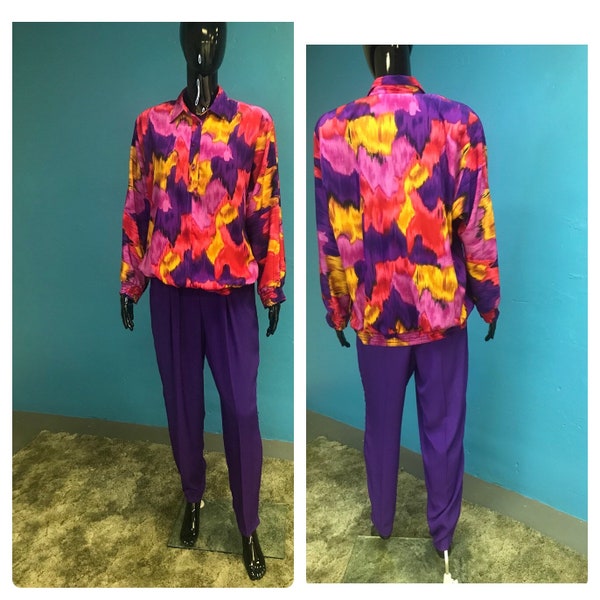 vintage années 80/90 Bright Wind Breaker Pantalon Costume Ensemble