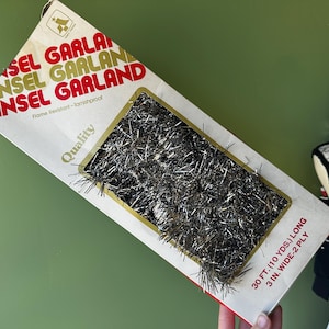 30 Ft Box of Vintage 70&#39;s Sliver Christmas Tinsel Garland Box NOS