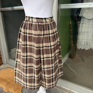 Vintage Plaid 60&#39;s Wool Pleated A-Line Skirt