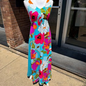 Vintage Day Glow 60's Hawaiian Barkcloth Dress & Cigarette Pant