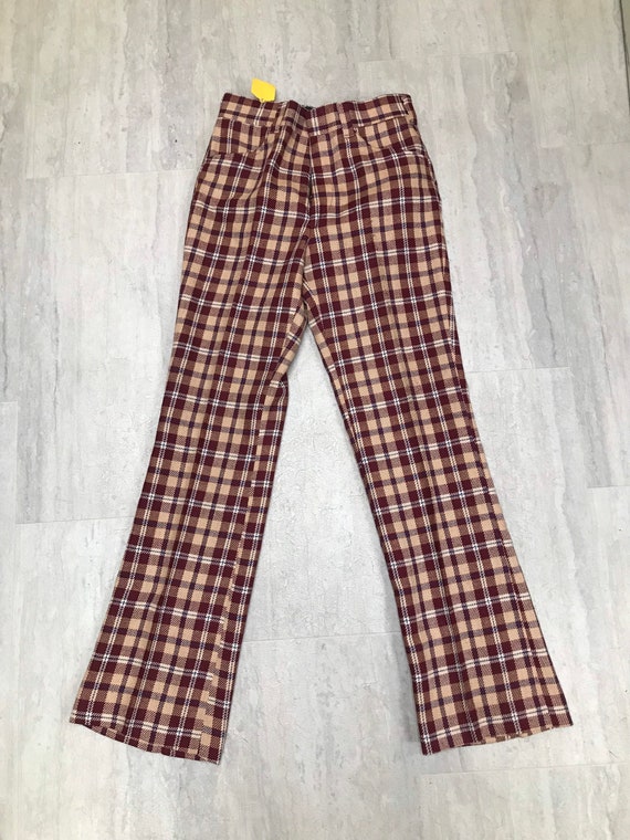 70's New Old Stock Plaid Bell Bottom Slacks - image 5