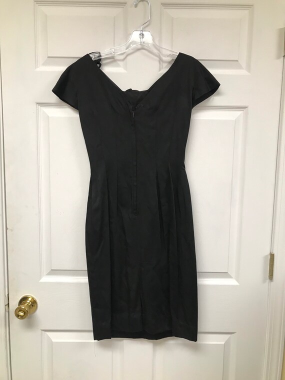 Sexy Vintage 50's Silk Little Black Dress - image 8