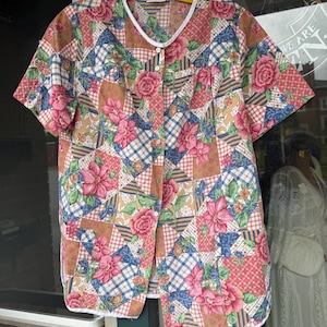 Vintage Cotton 90&#39;s Patchwork Cottage Core Artist Smock Apron