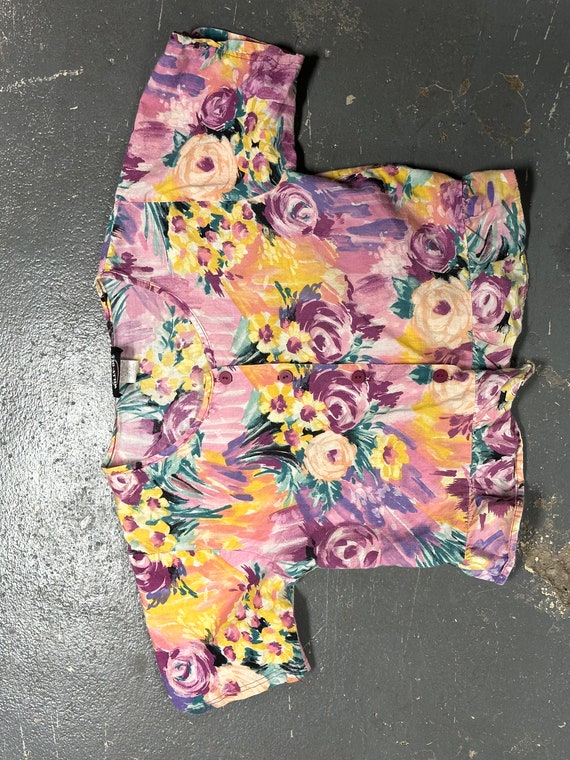 80s/90's Crop Top Floral Button Up Blouse - image 5