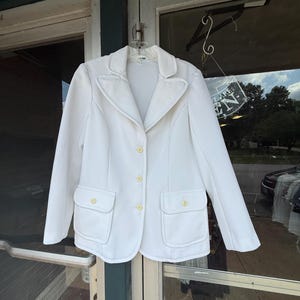 Vintage Funky Alex Coleman Plain White 70&#39;s Suit Jacket Blazer Top