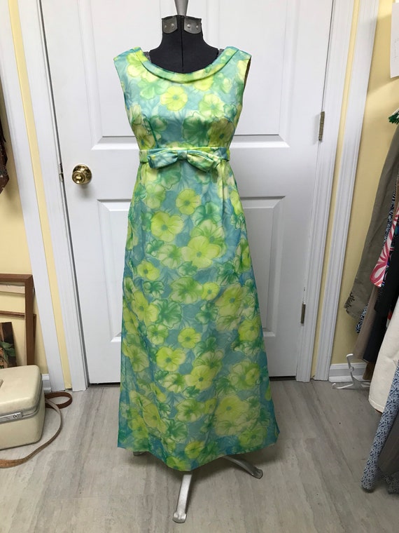 Gorgeous 60's Silk Empire Waist Gown Formal Dress - image 2