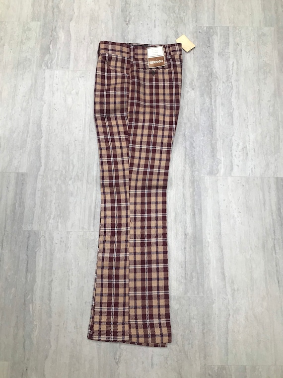 70's New Old Stock Plaid Bell Bottom Slacks - image 7