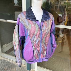 Vintage 90’s Grey and Purple Color Block Wind Breaker Jacket Coat