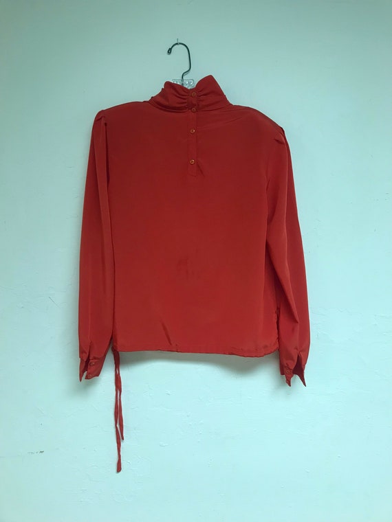 Vintage 70's/80's Red Ruffle Collar Blouse - image 4