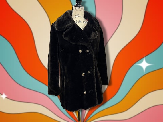 60's/70's Black Faux Fur Short Jacket Coat - image 1