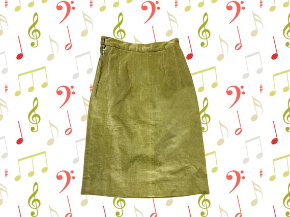 Amazing Sage Green Velvet 50's/60's A-Line Midi S… - image 1