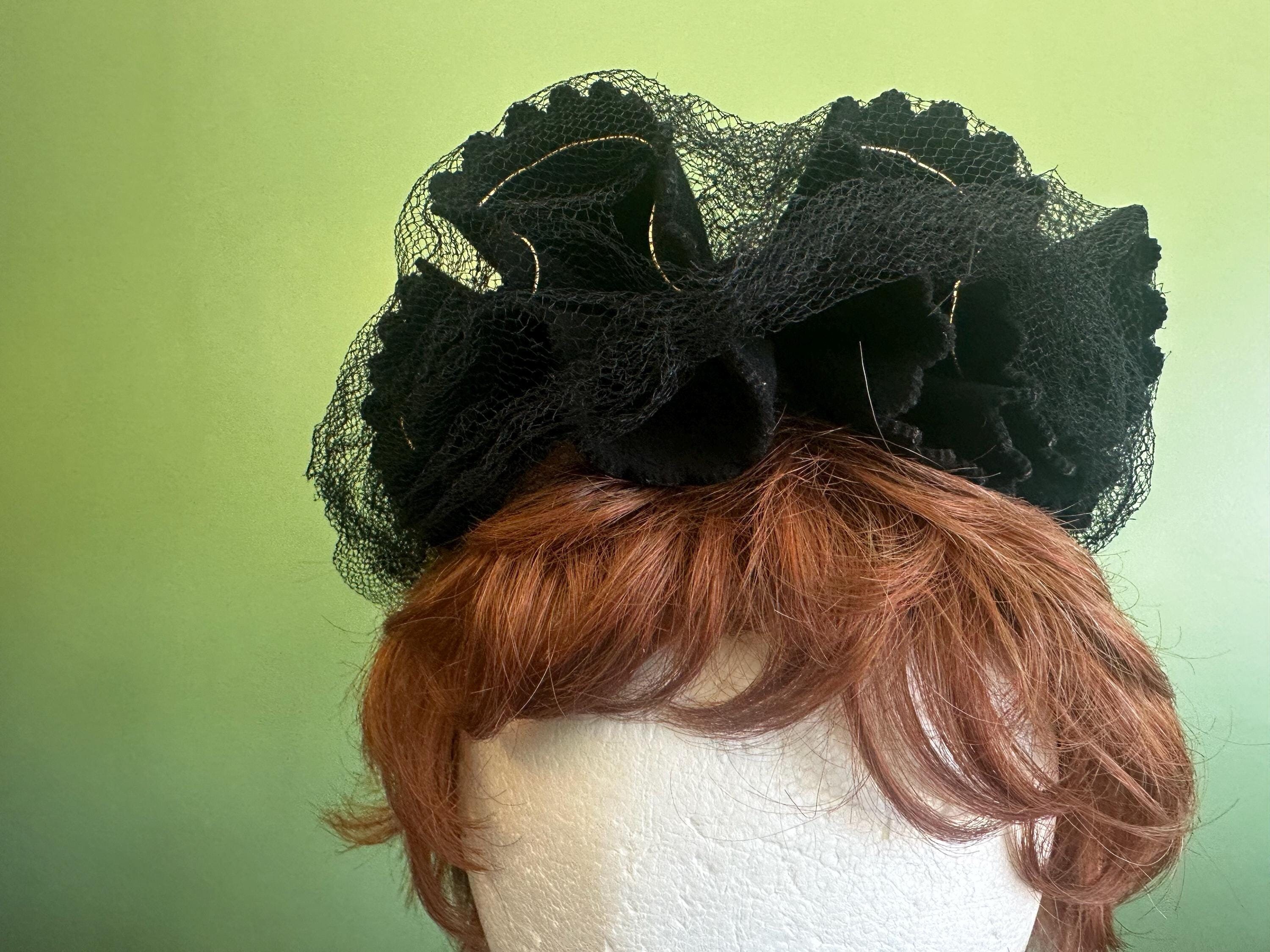 Iconic 30's/40's Black Veiled Wool Ladies Hat