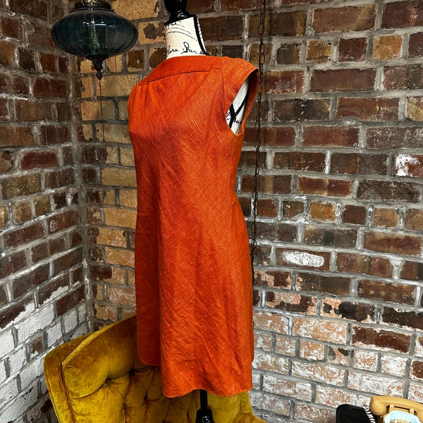 Fabulous Hand Made Vintage 60's Burnt Orange Wiggle Dress