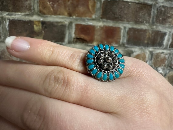 Vintage Slivertone & Turquoise South Western Nava… - image 3