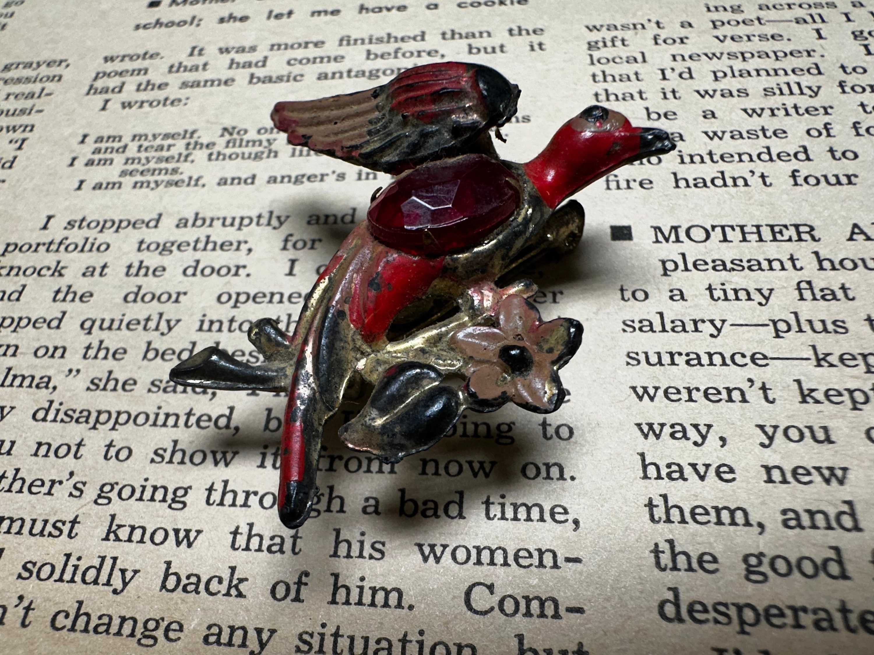 Vintage 1940's Red Rhinestone Phoenix Red Bird Brooch Pin - Etsy