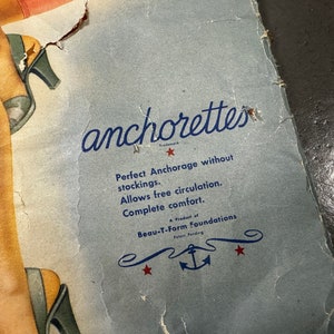 Nylon Ration Poster RARE! 40's WWII Nylon Ration Anchorettes Garter Anchors Without ...