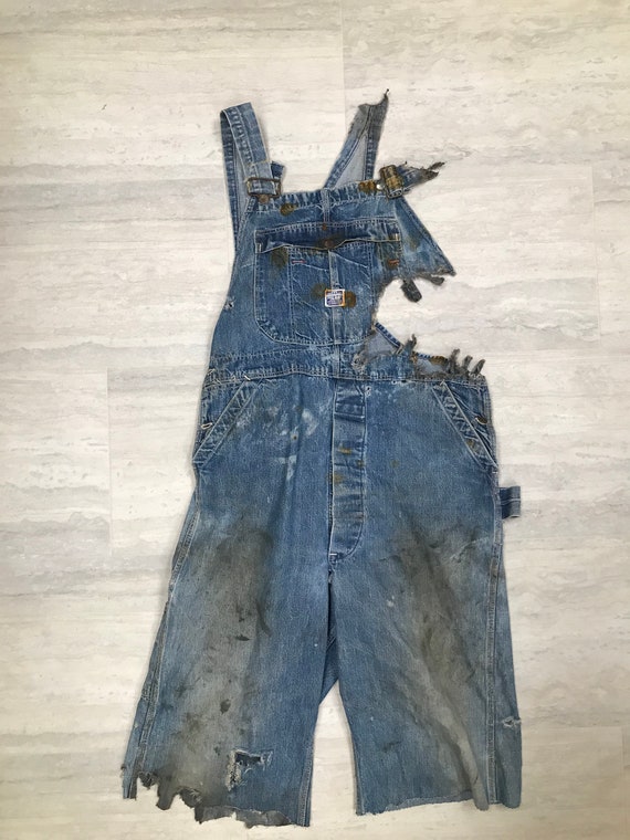 Ragged 1930's Pay Day J.C. Penny Bib Overalls (Poo