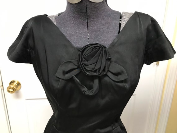 Sexy Vintage 50's Silk Little Black Dress - image 4