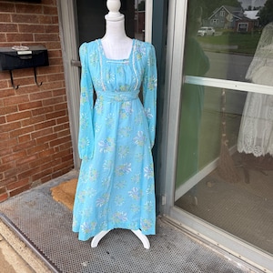 Vintage 70&#39;s Gunnie Sax Style Prairie Victorian Regency Maxi Dress