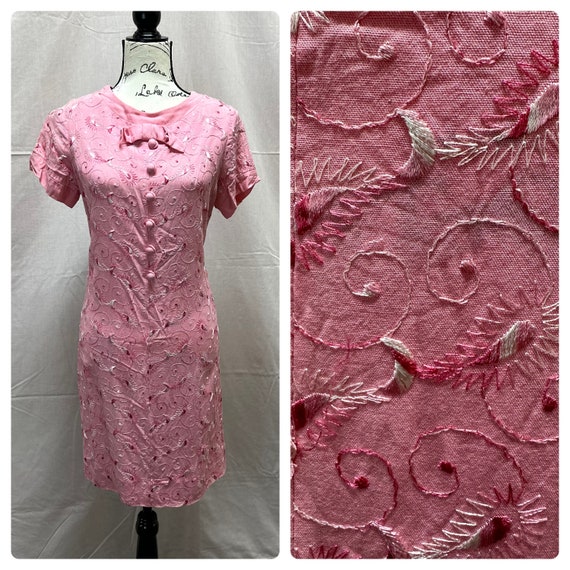Vintage 60's Pink Plus Sized Sheath Dress - image 1