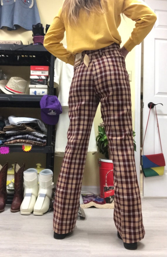 70's New Old Stock Plaid Bell Bottom Slacks -  Canada