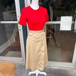 Vintage Tan & Red 70&#39;s A-Line Skirt