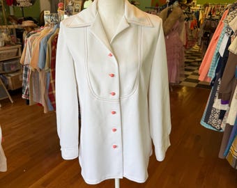 Blusa estilo blazer vintage funky blanca de los años 70 con corte western