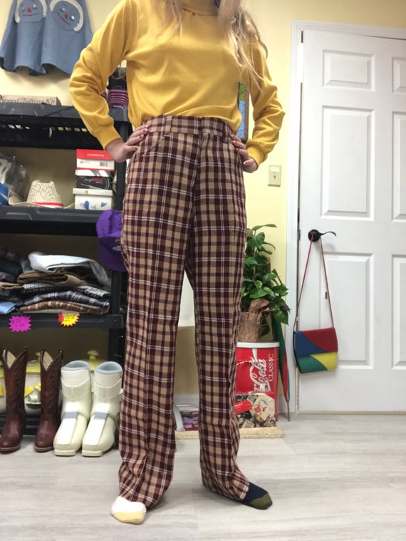 70's New Old Stock Plaid Bell Bottom Slacks - image 4