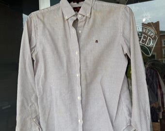 Vintage 80's Cotton Striped Button Up Shirt For Women