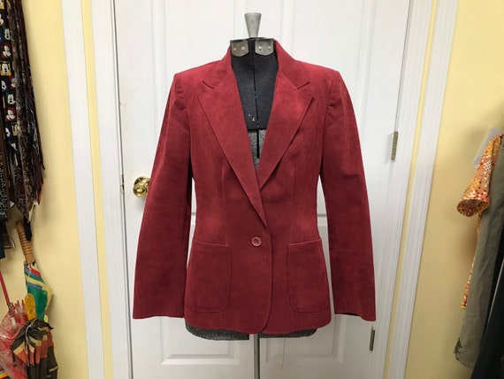 Maroon Suede 70's Adolph Schuman Suit Blazer - image 1