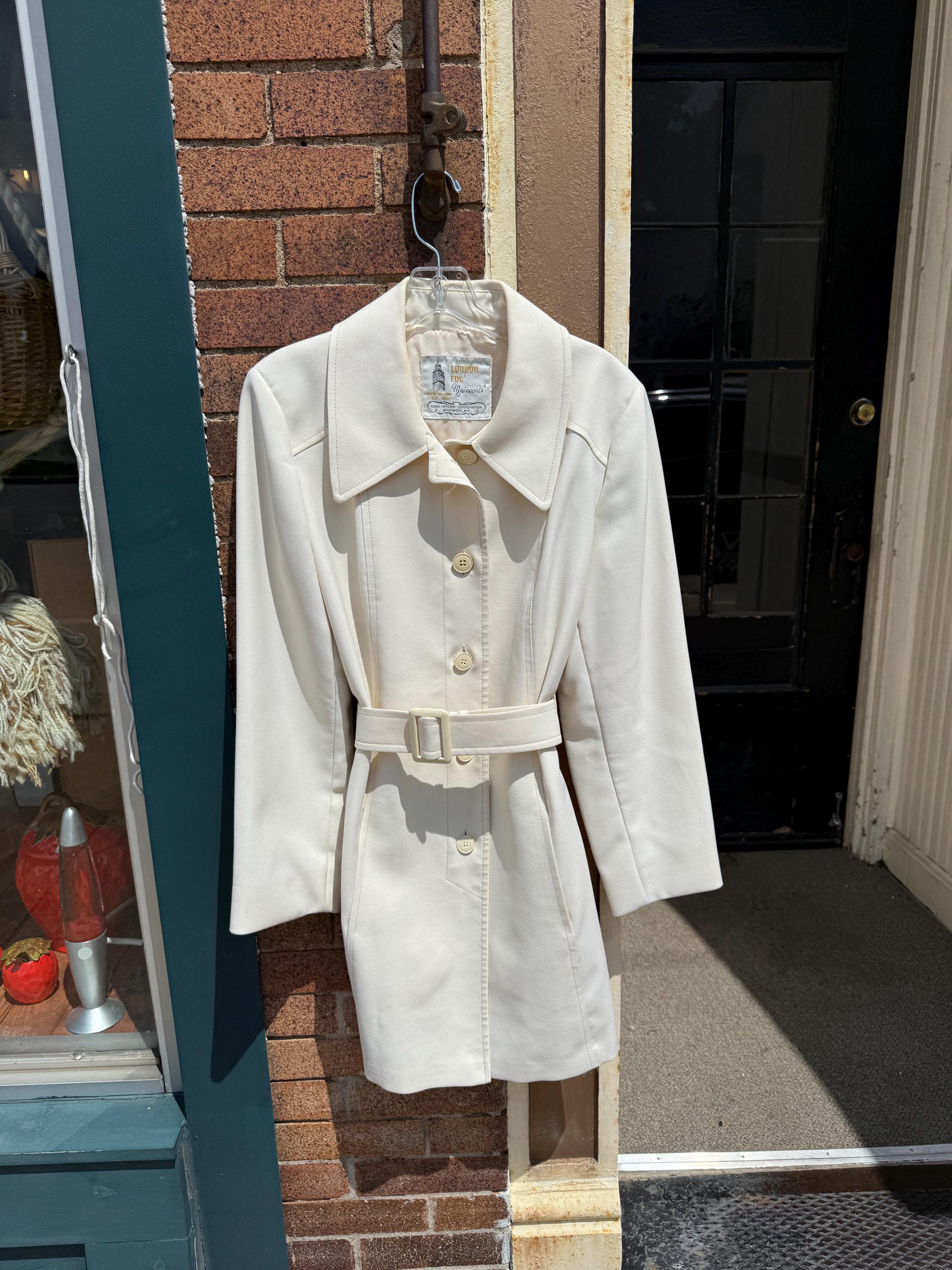 1970s Cotton Twill Belted Trench Coat W/ Tweed Lining | Size