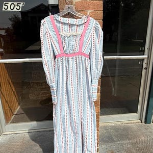Vintage 70&#39;s Gunnie Sax Style Prairie Victorian Regency Maxi Dress Hand Made
