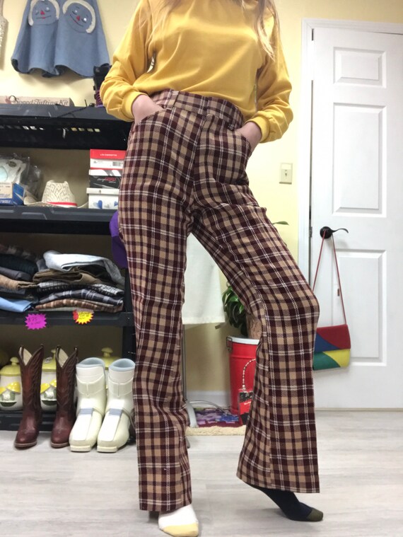 70's New Old Stock Plaid Bell Bottom Slacks - image 3