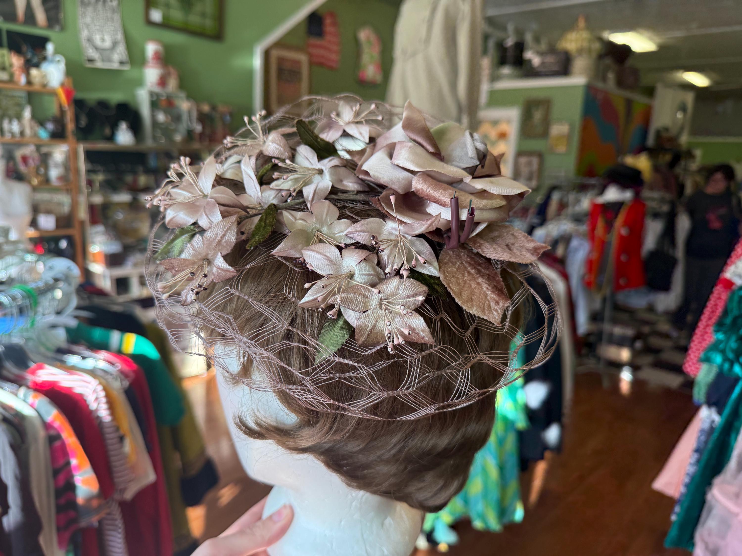 Vintage 40s Floral Hat - Etsy