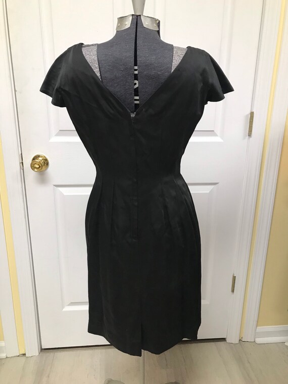 Sexy Vintage 50's Silk Little Black Dress - image 6