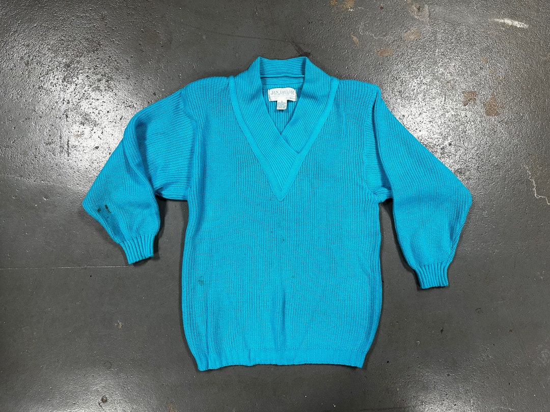 Collared Oversized Pullover Sweater - Blue main image 1