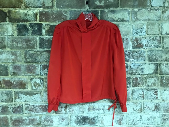 Vintage 70's/80's Red Ruffle Collar Blouse - image 1