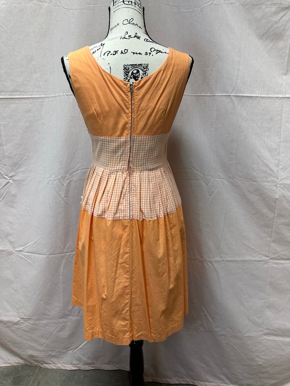 Adorable Vintage 50's/60's Orange Gingham Full Sk… - image 5