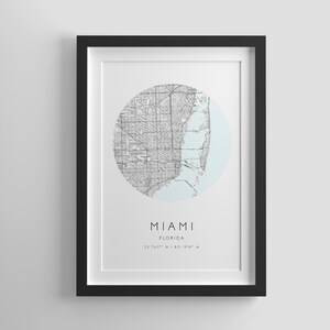 Miami Karte Druck,Florida,Stadt Karte Kunst,DIGITAL DOWNLOAD