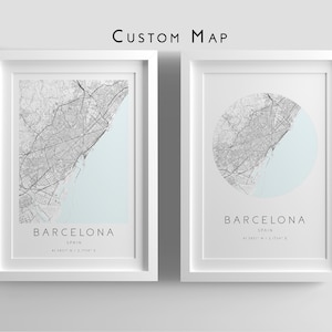 Impresión de mapa personalizada digital, conjunto de impresiones personalizadas, regalo de mapa, póster de mapa de ciudad, mapa cuadrado, arte de pared de mapa de ciudad, póster de impresión de mapa, decoración de pared de mapa