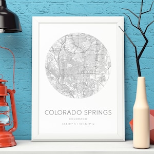 Colorado Springs Carte Imprimer,Colorado,Ville Carte Art,TÉLÉCHARGEMENT NUMÉRIQUE
