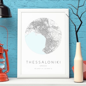 Thessaloniki Karte Druck,Griechenland,Stadtplan Kunst,DIGITAL DOWNLOAD